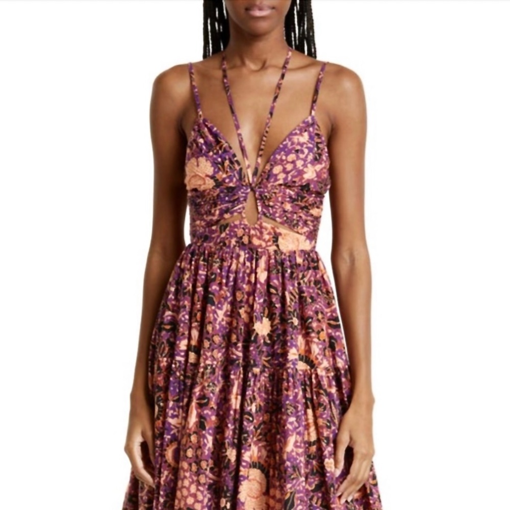 Ulla Johnson Sleeveless Phoebe Purple Strappy Cotton Midi Dress US6